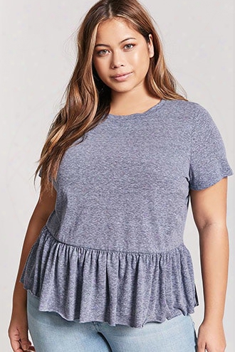 Plus Size Slub Knit Drop-waist Tee