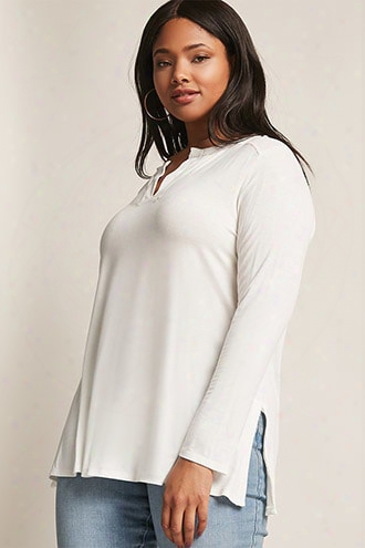 Plus Bigness Split Neck Top