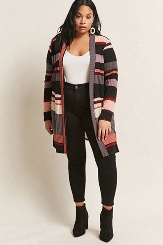 Plus Size Stripe Cardigan