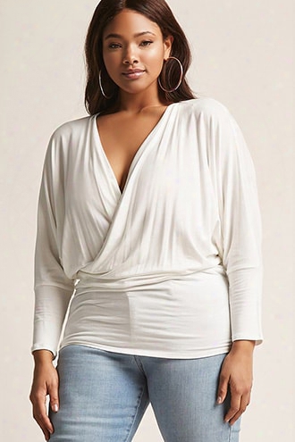 Plus Size Surplice-front Tunic