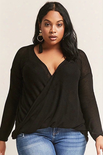 Plus Size Surplice High-low Top