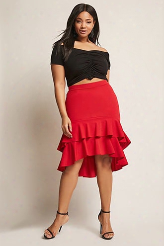 Plus Size Tiered-ruffle Skirt