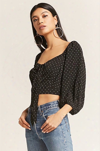 Polka Dot Puff-sleeve Top