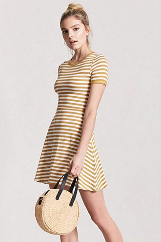 Ribbed Stripe Fit & Flare Dress