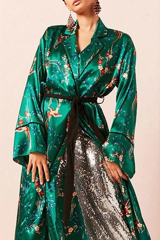 Satin Floral Duster Cardigan