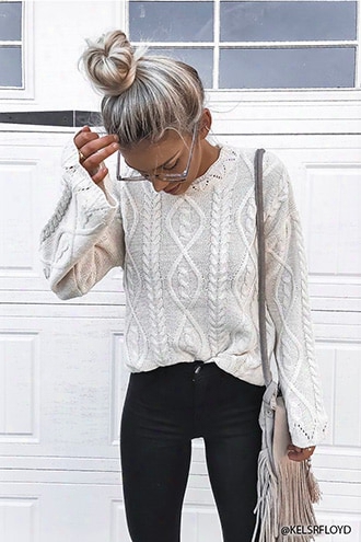 Scalloped Cable-knit Sweater