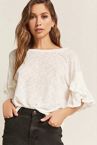 Slub Knit Ruffle Top