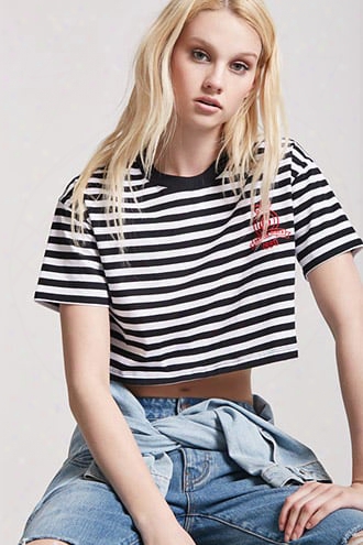 Stripe Danger Girls Graphic Crop Tee