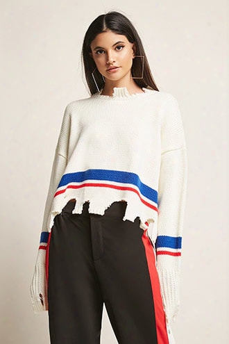 Stripe Distressed-trim Sweater