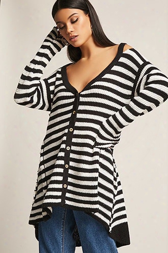 Stripe High-low Cardigan