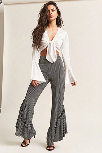 Stripe High-rise Ruffle Pants