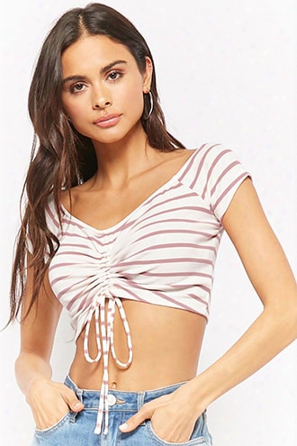 Stripe Ruched-front Crop Top