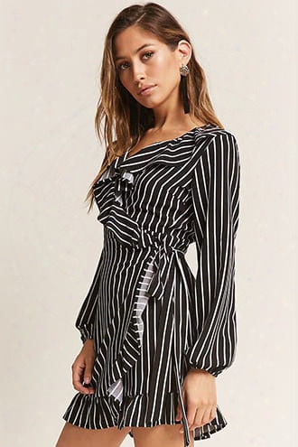 Stripe Ruffle Wrap Dress