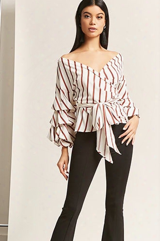 Stripe Surplice Wrap Top