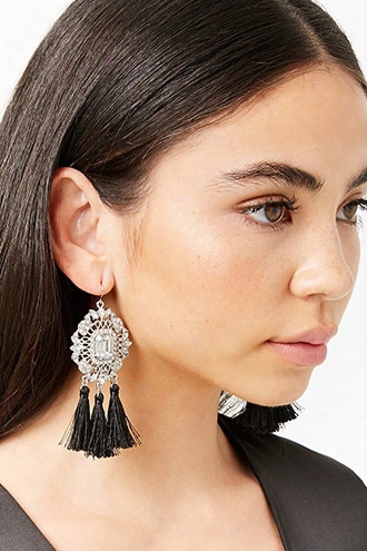 Tassel Cluster Gem Drop Earrings