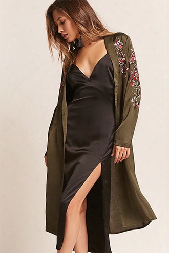 Textured Satin Floral Kimono