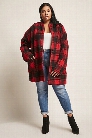 Plus Size Open-Front Flannel Jacket