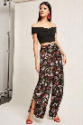 Vented Floral Wide-Leg Pants