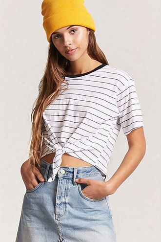 Tie-front Striped Tee