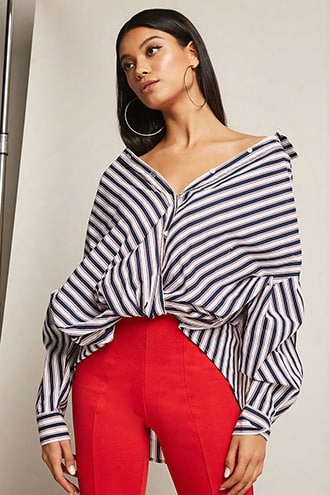 Twist-front Stripe Shirt