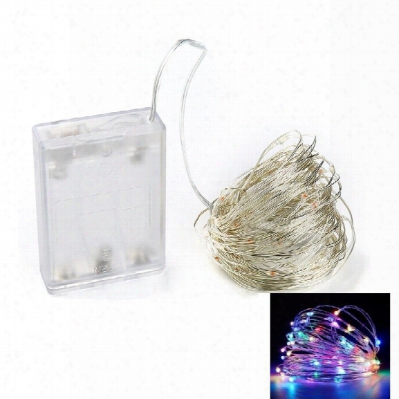 10m 100-led Silver Wire Strip Light Battery Operated Fairy Lights Garlands Christmas Holiday Wedding Party 1pc