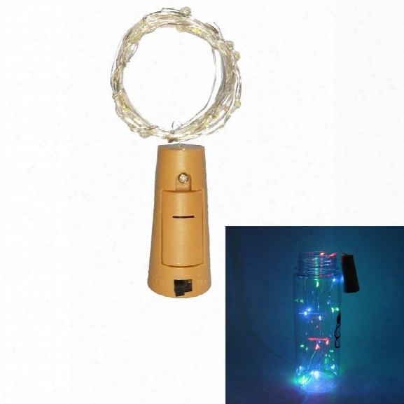 1pc Wine Bottle Lights Battery Led Cork Shaped Starry String Lights 2meter 20leds Silver Wier Fairy Lights For Wedding