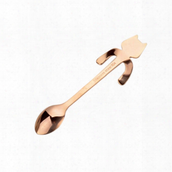 1pcs Stainless Steel Cartoon Cat Spoon Creative Coffee Spoon Ice Cream Candy Teaspoon Kitchen Supplies Tableware 5 Color