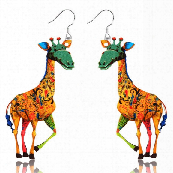 2017 New Fashion Jewelry Brand Cartoon Animal Happy Prairie Story Series Lovely Giraffe Drop Earrings For Women