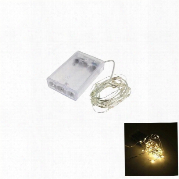 2m 20-led Silver Wire Strip Light Battery Operated Fairy Lights Garlands Christmas Holiday Wedding Party 1pc