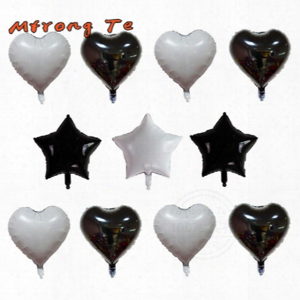 3 Pcs/lot 18 Inch Heart Or Star Shape White Black Color Globos For Wedding Birthday Party Decoration Float Foil Balloon