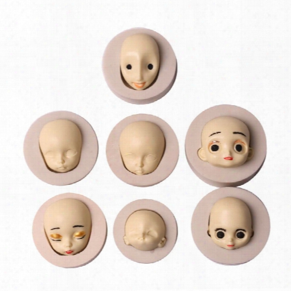 3d Face Diy Doll Silicone Mold Chocolate Fondant Craft  Xmas Cake Decoration Mold Sugarcraft Mould Baking Tool Random Col