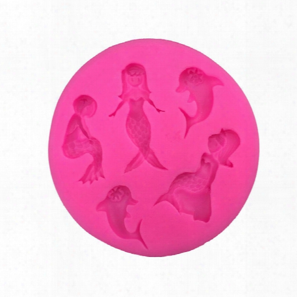 3d Mermaid Dolphin Silicone Cake Mold Baby Party Fondant Cake Decorating Tools Cupcake Chocolate Baking Moulds