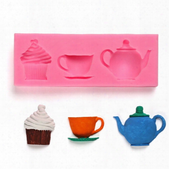 3d Teapot Cup Cupcake Shape Cake Silicone Mold Sugar Chocolate Candy Jello Fondant Cake Decoration Tool
