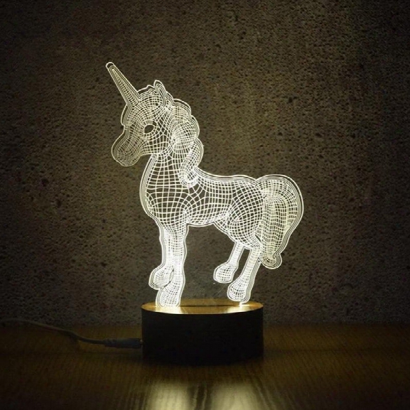 3d Unicorn Night Lights Creative Acrylic 3d Led Light Table Lamp Decotation Ligts For Home/kids Room/gift White