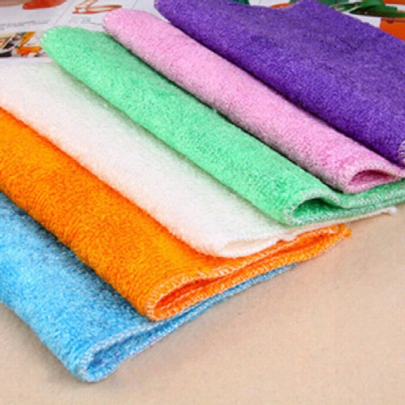 6 Pcs Kitchen Anti-grease Wipping Rags Efficient Bamboo Fiber Cleaning Cloth Home Washing Dish Multifunctional Cleaning