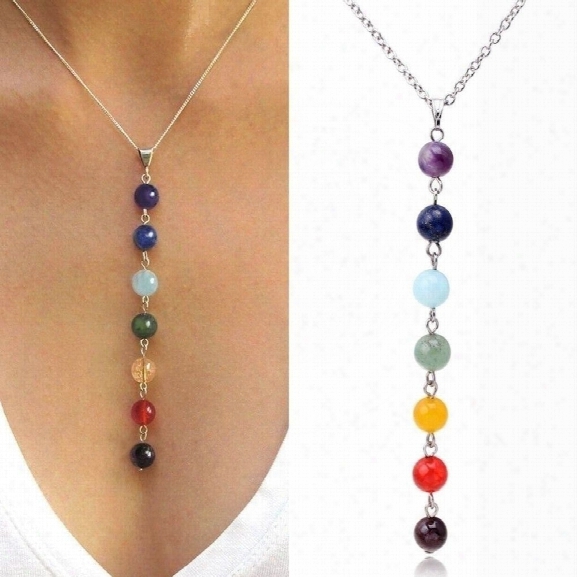 7 Chakra Reiki Beads Heal Gemstone Yoga Balancing Lapis/turqoise/amethyst/jade Size 18 Color Multicolor