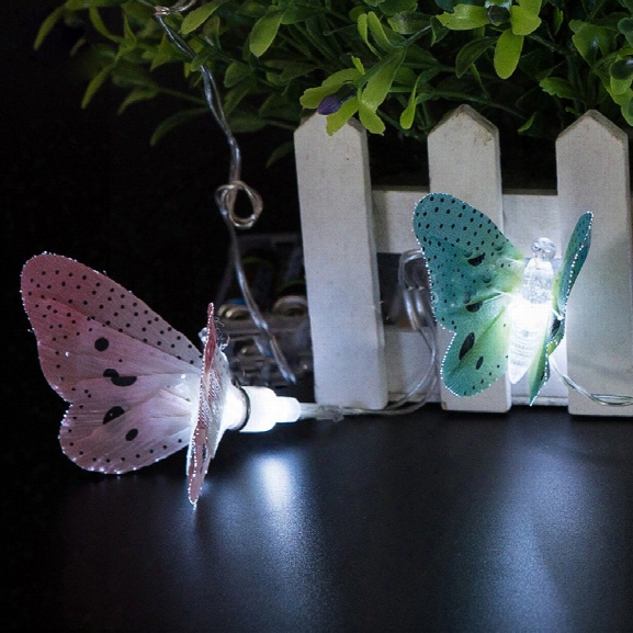 Battery-powered Plastic Fiber Butterfly String Light For Home And Garden Decoration 10 Leds And 1.65m