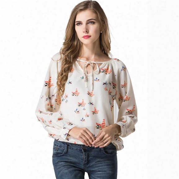 Blouse Women Shirt Top Long Sleeve Women Chiffon Blouse Shirt Casual Clothing Lady Flower Printed Blouses