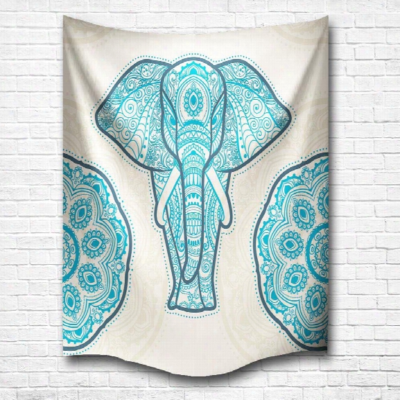 Blue Elephant Of The Mandala 3d Digital Printing Home Wall Hanging Nature Art Fabric Tapestry For Bedroom Decorations