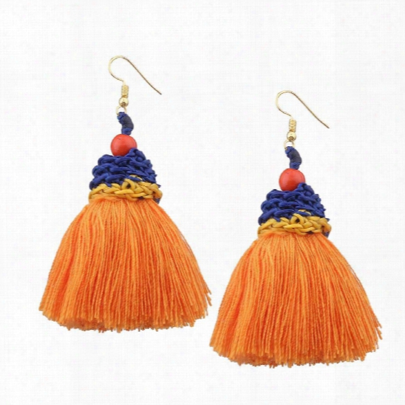 Bohemia Style Popular Multi-color Handmade Weaving Exaggerated Tassels Pendants, Earrings Cross Border