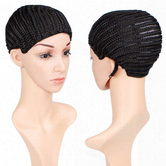 Braided Wig Cap Crochet Cornrows With Three Combs For Making Wigs Adjustable Medium Size Natural Black