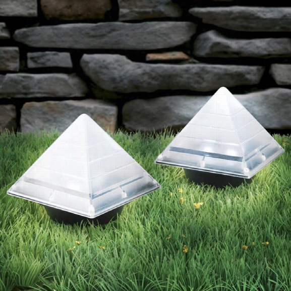 Brelong Sensor Solar Ground Lights Pyramid Shaped Underground Buried Light Outdoor Garden Lawn Path Lamp 2pcs