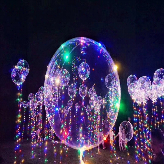 Christmas Party Balloons Led Lights Up Bobo Transparent Colorful Flash String Decorations City Wedding Home Cour