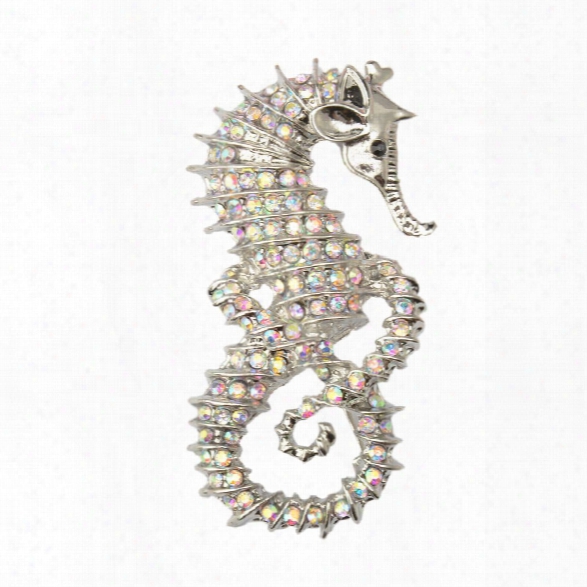 Cute Seahorse Brooches Fashion Silver-color Animal Full Rhinestone Brooches Austrian Crystal Brooch Pin For Women Gifts