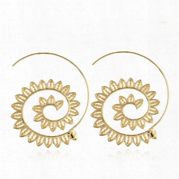 Design Punk Gold Sliver Hollow Spiral Dangle Earrings Women Ladies Tribal Gear Drop Earring Circle Ear Festival Jewelry