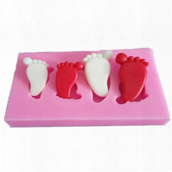 Eco-friendly 3d Pink Color Foot Small Silicone Mold/cake Mold/soup Mold Three Hole Clay Candy Chocolate Mold