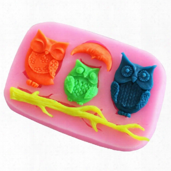 Facemile Epoxy Mold Owls Moon Tree Branch Silicone Mold Cartoon Fondant Cake Soap Chocolate Mould For Decor Cake Bakewar