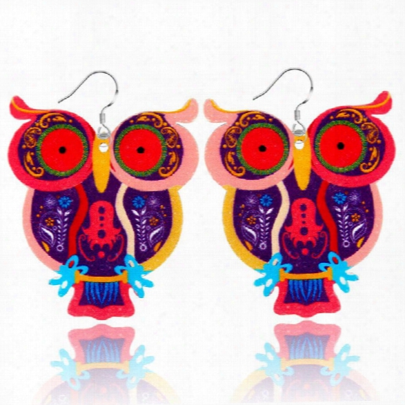 Fashion Jewe Lry Brand Cartoon Animal Happy Prairie Story Series Injun Style Owl Drop Earrigs For Girls