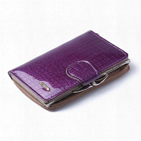 Fashion Real Patent Leather Women Short Wallets Small Wallet Coin Pocket Credit Card Wallet Female Purses Money Clip