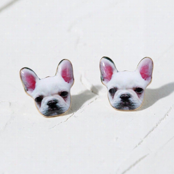 Fashion Vintage Animal Oil French Bulldog Earrings For Women Cute Puppy Dog Stud Earrings Boucle D'oreille Femme